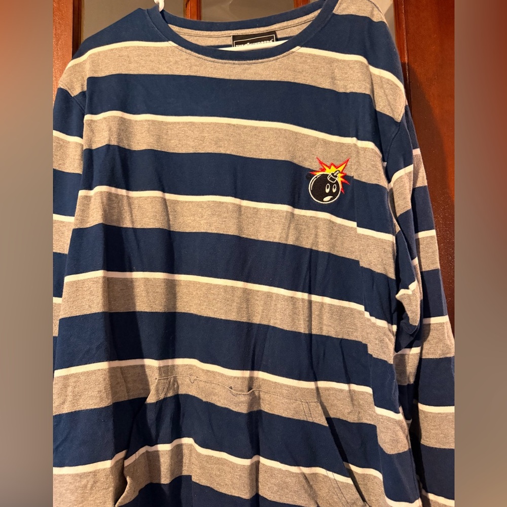 The Hundreds Navy and Gray Striped Long Sleeve Tee